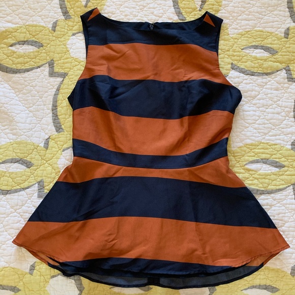 Banana Republic Blue and Orange Peplum Top - Picture 1 of 6